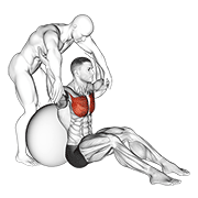 Animación de assisted seated pectoralis major stretch with stability ball